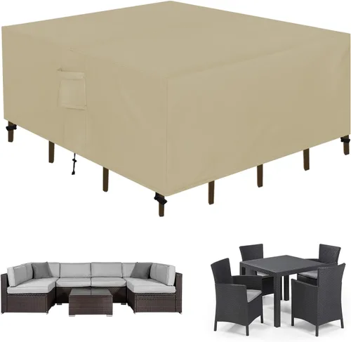 Miniatura 13 de Easy-Going Funda rectangular para muebles de patio, impermeable, para mesa de comedor y silla, anti-UV, juego de fundas de sofá seccional exterior