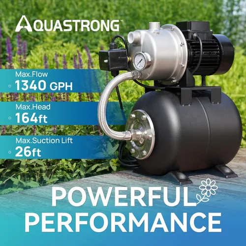 Miniatura 3 de Aquastrong Bomba de jardín de pozo poco profundo de 115 V, acero inoxidable, 1320 GPH, bomba automática de chorro de agua para el hogar, jardín, Nsf