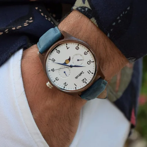 Miniatura 15 de Zeitholz Relojes de madera para hombre, reloj de madera, regalos, reloj analógico, nueva colección Klitten 1.654 in con movimiento de cuarzo japonés.