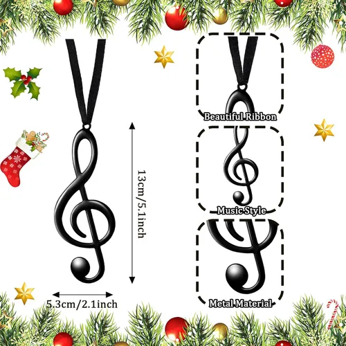 Miniatura 3 de Patelai 6 Piezas Adornos Navideños de Notas Musicales Adorno de Clave de Sol para Árbol de Navidad Decoraciones de Fiesta Temática Musical Adornos