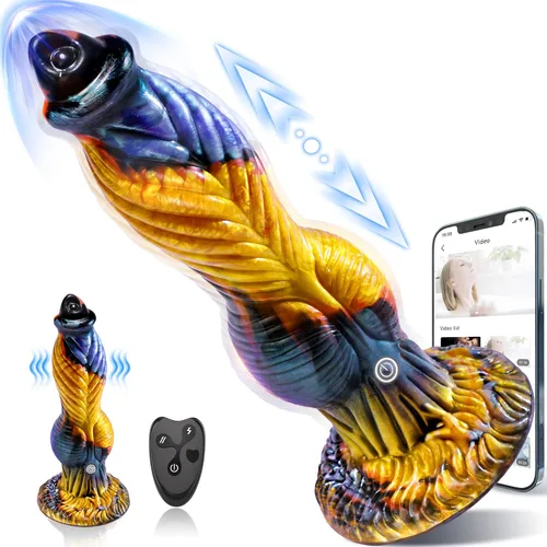 Juguetes sexuales con consolador de empuje y vibrador - Consoladores anal enormes y gruesos de 10.2" 4EN1, consolador monstruo grande actualizado