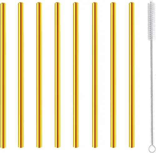 Miniatura 16 de Pajitas de Cóctel Cortas de Acero Inoxidable de 6 Pulgadas, Juego de Pajitas de Bar Pequeñas Mini de Metal Reutilizables con Cepillo Limpiador