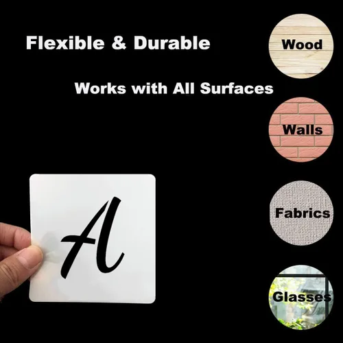 Miniatura 7 de Plantillas de letras del alfabeto de 1 pulgada para pintar, paquete de 70 plantillas de letras y números con letreros para pintar sobre madera