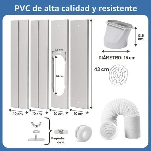 Miniatura 3 de Kit de ventilación portátil de ventana de CA, kit de ventana deslizante vertical/horizontal ajustable para unidad de CA, sello de ventana de CA