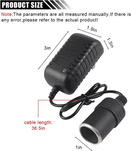 Miniatura 2 de Convertidor de CA a CC, 100-240V a 12V DC, adaptador para toma de encendedor de cigarrillos de coche, 2A 24W, fuente de alimentación CA/CC
