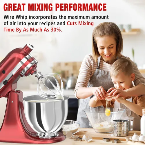 Miniatura 7 de K45WW - Accesorio de acero inoxidable de 6 alambres para batidora KitchenAid con cabezal inclinable, cuenco de 4.5 a 5 cuartos de galón, repuesto