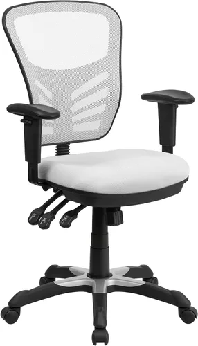 Miniatura 19 de Flash Furniture Nicholas Silla Giratoria de Respaldo Medio para Oficina y Juegos, Silla de Oficina Ergonómica de Malla con Soporte Lumbar y Altura