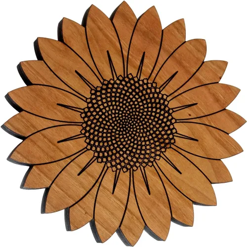 Miniatura 7 de Salvamanteles de girasol: hecho a mano en los Estados Unidos con madera maciza de cerezo