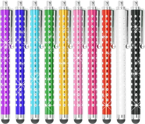Miniatura 2 de Eco-Fused Paquete de 10 bolígrafos de metal brillante, universales, compatibles con todos los dispositivos de pantalla táctil capacitiva, para iPad