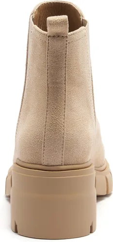 Miniatura 5 de REDTOP Botas Chelsea para mujer con tacón grueso elástico, plataforma con suela de lengüeta