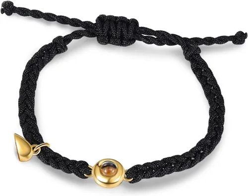 Miniatura 2 de Sparklejewel Pulsera a juego para pareja personalizada con foto en el interior de cordón para parejas, pulseras de proyección personalizadas