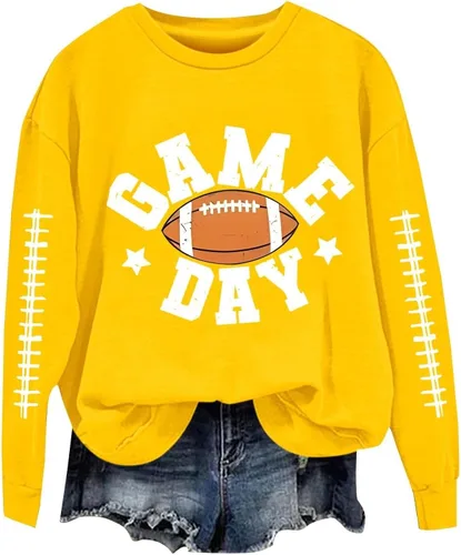 Miniatura 22 de Women's Oversized Sweatshirt, Long Sleeve Sweatshirts Crewneck Printed Pullover Tops, S-3XL