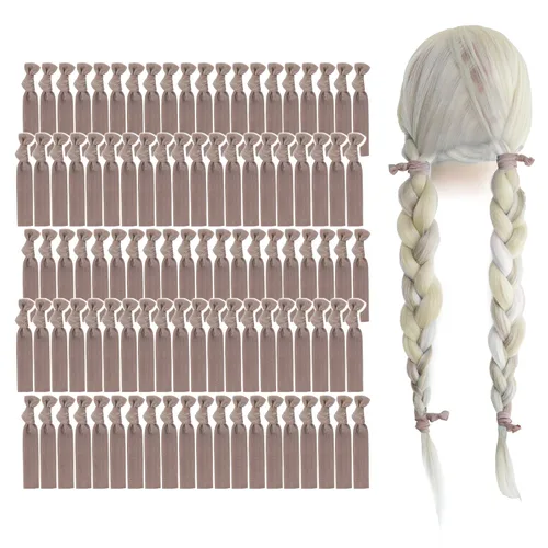 Miniatura 23 de MEEDEE Paquete de 100 lazos para el cabello, color negro, sin pliegues, nudos suaves para mujeres, sin daño, adecuado para colas de caballo, yoga