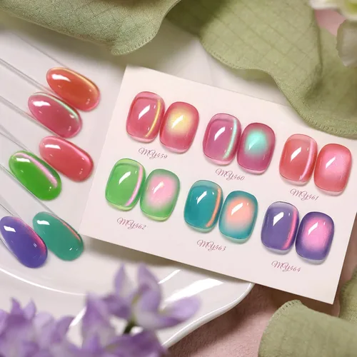 Miniatura 29 de Born Pretty - Esmalte de uñas en gel magnético Cat, set de esmalte de uñas de gel brillante retro magnético de 6 colores, kit de esmalte de uñas Oda
