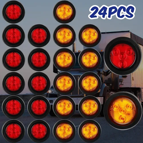 Miniatura 2 de Macarrie 24 piezas de 5,08 cm de diámetro, luces indicadoras LED redondas, impermeables, para remolque, luz lateral para remolque, 12-24v