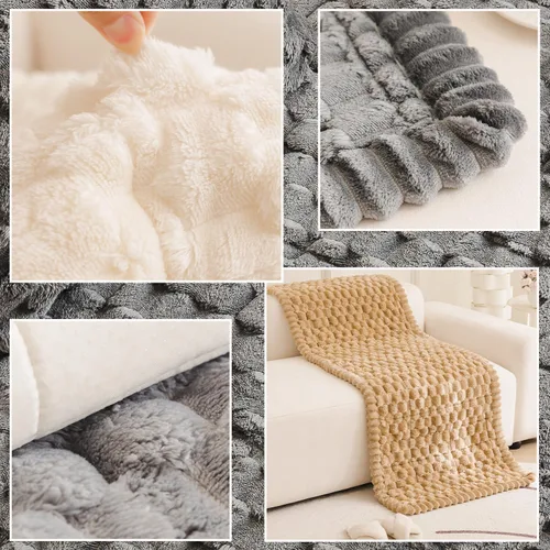 Miniatura 5 de Tiwwie Funda de sofá para perros, fundas de sofá para mascotas de textura esponjosa, fundas de sofá geométricas de jacquard coral, lavables