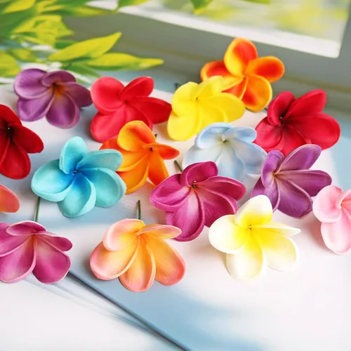 Miniatura 6 de 10 piezas de flores artificiales de tacto real natural, no de seda, con tallo para decoración de pasteles y ramos de boda (amarillo blanco)