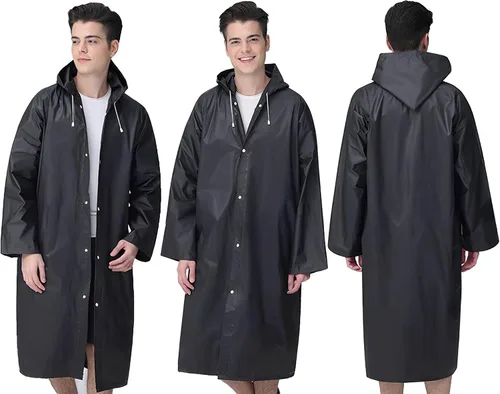 Miniatura 5 de Cosowe Ponchos de lluvia reutilizables para adultos, 2 piezas impermeables de emergencia para mujeres y hombres con capucha y cordón