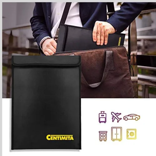 Miniatura 4 de Bolsa de documentos ignífuga impermeable – Bolsa de dinero de 2000 ℉ con cremallera y 3 protectores de documentos, 15 x 11 pulgadas, a prueba