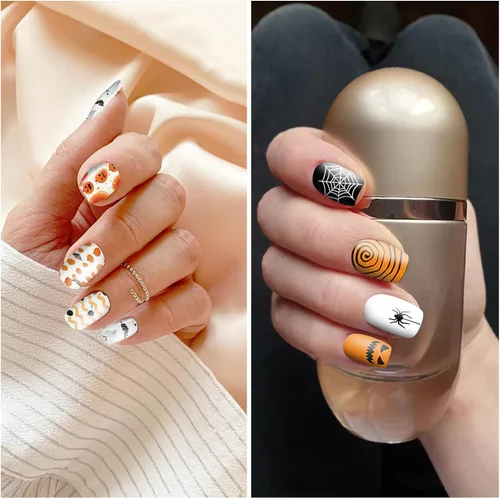 Miniatura 4 de 8 hojas de calcomanías de esmalte de uñas de Halloween, calcomanías de esmalte de uñas para festivales, tiras de esmalte de uñas para mujeres