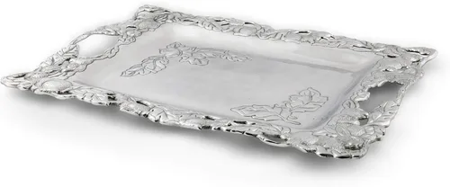 Miniatura 4 de Arthur Court Designs - Bandeja grande de aluminio para servir alimentos, diseño de conejito de Pascua, metal de calidad artesanal, pulido a mano