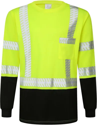 Miniatura 11 de Camisas de seguridad Hi Vis con tiras reflectantes, camisas de construcción de fondo negro para hombres y mujeres Púrpura
