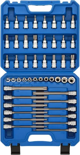 Miniatura 10 de CASOMAN Juego de llaves para vasos hexagonales de 3/8" de transmisión extra largas, juego de 12 piezas de brocas estrella torx, T10 a T60, Longitud