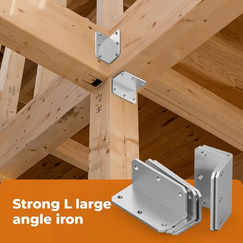 Miniatura 7 de Soportes de Esquina en L de 2x4 para Trabajo Pesado, Hierro Angular con Agujeros, Soporte de Vigueta Galvanizado de 90 Grados, Soporte de Ángulo