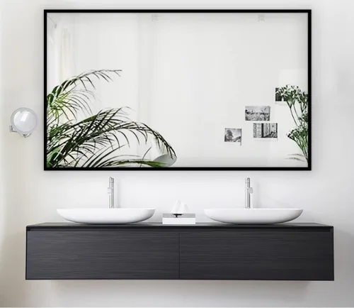 Miniatura 8 de HANS Espejo rectangular grande de baño, espejo de tocador con marco de madera montado en la pared (40 x 24 pulgadas) (negro)