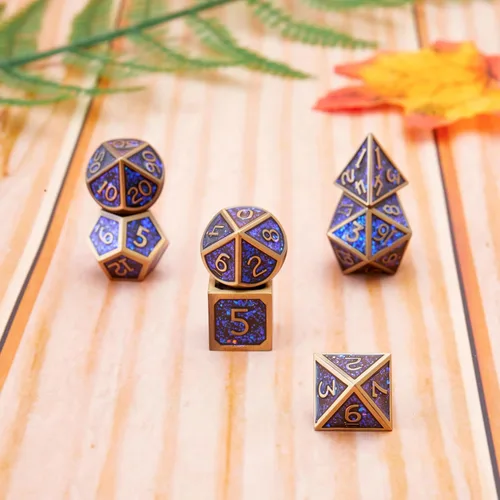 Miniatura 3 de Juego de dados de metal D&D Dragón y mazmorra de metal poliédrico, estilo punk, juego de rol RPG Explorer, MTG Pioneer Game DND, juego de dados