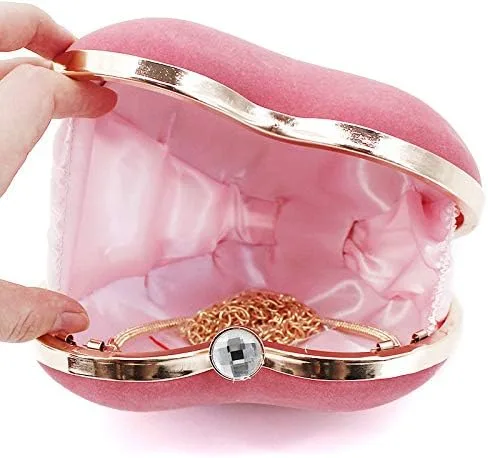 Miniatura 3 de Goclothod Bolso de noche en forma de corazón Bolso de mano de fiesta Bolso de hombro con cadena