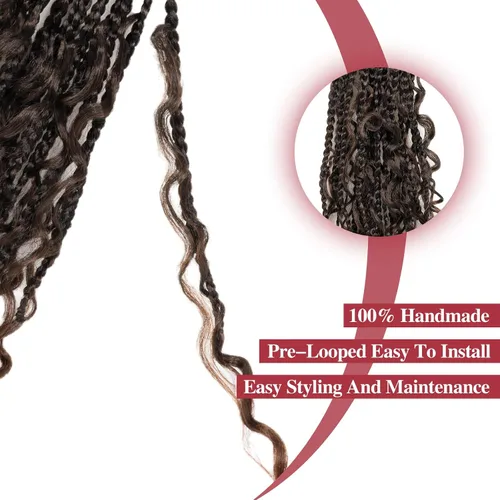 Miniatura 4 de 8 paquetes de trenzas de ganchillo de 14 pulgadas, 8 paquetes de trenzas de ganchillo bohemias de 14 pulgadas, 8 paquetes de trenzas de ganchillo