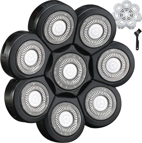 Miniatura 14 de Cabezal de repuesto para afeitadora de cabeza de 7 cuchillas, cabeza de cuchilla de repuesto universal para hombres (7D plateado)