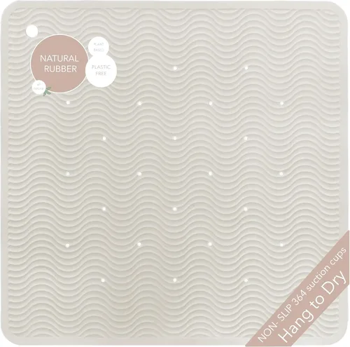 Miniatura 15 de HEVEA Tapete de baño ondulado de goma natural, largo, 28 x 16 pulgadas, tapete antideslizante para ducha y bañera con 388 ventosas, sin plástico