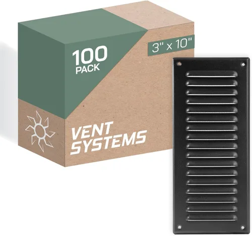 Miniatura 21 de Vent Systems - Cubierta de rejilla de ventilación de aire de alero rectangular de metal negro de 3 x 10 pulgadas (interior), deflector