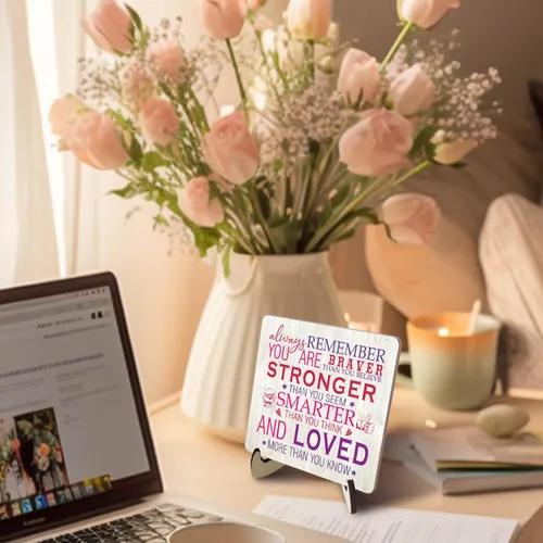 Miniatura 3 de Letrero de escritorio rosa inspirador para mujer, regalo de aliento para mujeres, regalos de animación, placas de madera, letreros motivacionales