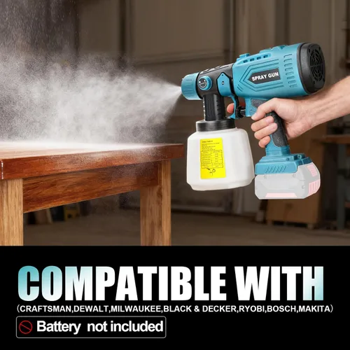 Miniatura 3 de Pulverizador de pintura inalámbrico para batería Bosch de 18 V, pistola de pintura de mano con 3 patrones de pulverización y 4 boquillas, ideal