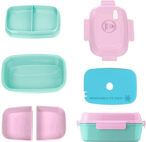 Miniatura 5 de Ultimate Bento Box - Lonchera para niños y adultos con bolsa de hielo extraíble, a prueba de fugas, contenedor de alimentos con múltiples verde
