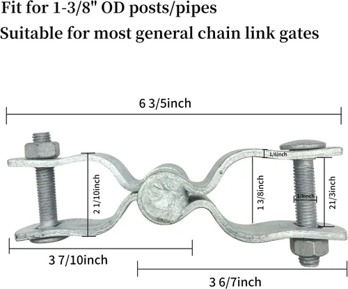 Miniatura 2 de Bisagra de poste de puerta de valla de enlace de cadena de 1-3/8 pulgadas, cerca galvanizada, 4 piezas para marcos de panel de tubería de 1.2