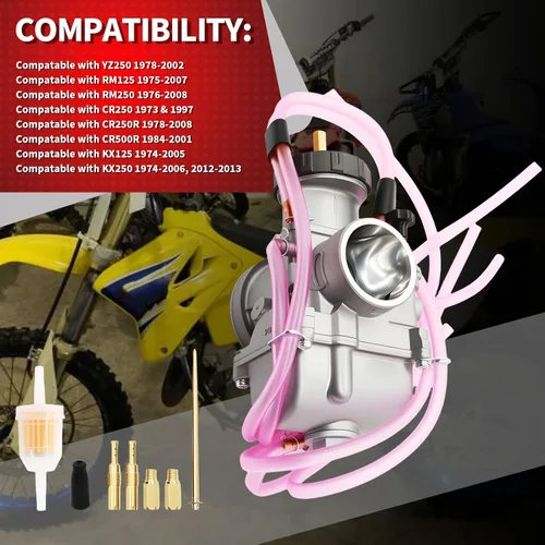 Miniatura 2 de Kit de Reemplazo de Carburador Nakkaa para RM125 RM250 CR250 CR250R CR500R KX125 KX250 YZ250 Motores de ATV Carburador PWK38 38MM 1978-2002