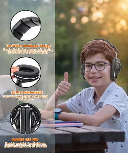 Miniatura 3 de ZOHAN 032 - Auriculares con cancelación de ruido para niños, 25 dB, NRR, orejeras de protección de oídos para niños, para escuela, Monster Jam