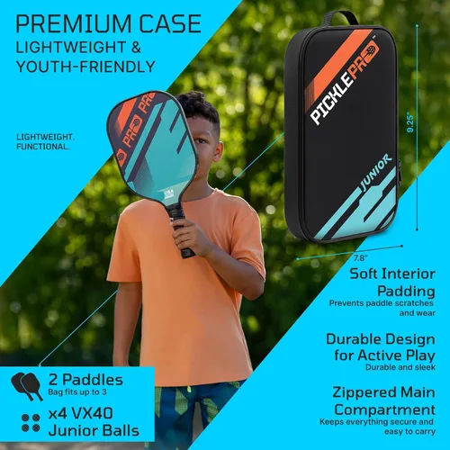 Miniatura 4 de PicklePro Junior - Juego de 6 paletas de pickleball probadas en laboratorio con 2 paletas junior, 4 bolas y bolsa, cara de fibra de vidrio aprobada