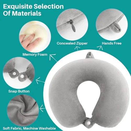 Miniatura 3 de RAINFLOW Almohada cervical para dormir en avión, almohada de viaje de espuma viscoelástica con soporte para el cuello y la cabeza, diseño