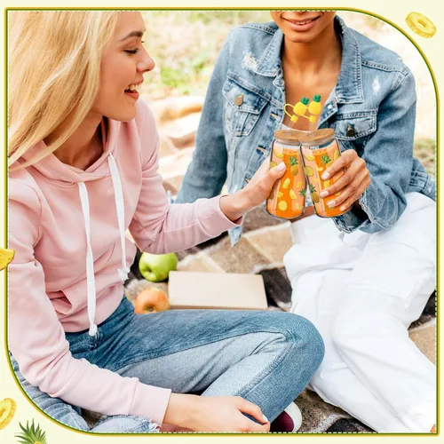 Miniatura 2 de SiliFine Juego de 3 piezas de regalos de piña para mujer, tazas de piña de verano con tapas y pajitas, regalos Aloha hawaianos, incluye piñas