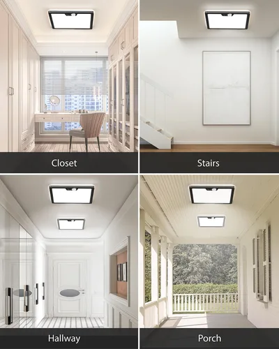Miniatura 7 de Annaror Luz de techo con sensor de movimiento de 12 pulgadas cableada, 3000K 4000K 5000K seleccionable, luz de techo cuadrada de montaje empotrado