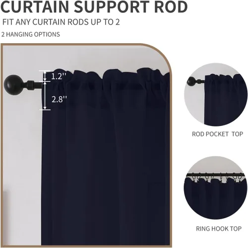 Miniatura 30 de CUCRAF Juego de 2 paneles de cortinas traslúcidas negras de 72 pulgadas de largo, con bolsillo para barra, cortinas de gasa para sala de estar