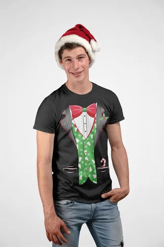 Miniatura 4 de shop4ever Disfraz de Navidad de esmoquin con chaleco para árbol de Navidad, camisas navideñas