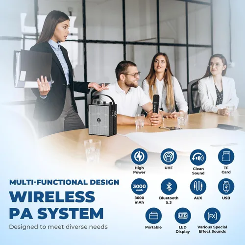 Miniatura 3 de Amplificador de voz inalámbrico con micrófono de mano, altavoces con micrófono Bluetooth portátiles para profesores y eventos, micrófono de karaoke