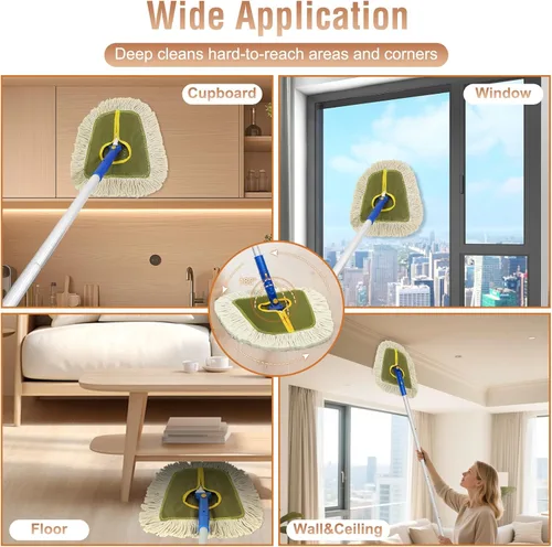 Miniatura 5 de Trapeador de microfibra para limpieza de pisos, trapeador de piso reutilizable con 3 almohadillas lavables, trapeador plano de botella recargable