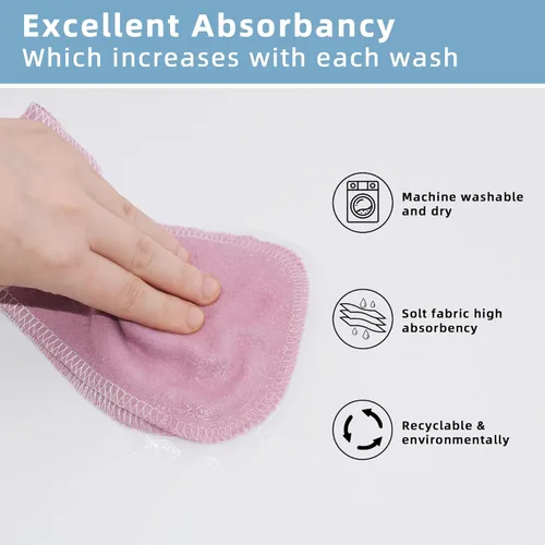 Miniatura 5 de Chloven Papel higiénico reutilizable, paquete de 24 toallas de bidé lavables y reutilizables, súper suaves, absorbentes, residuos de papel